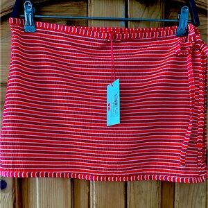 SOLID & STRIPED Swim “The Nola Skirt” Seersucker Stripe Swim Skirt size M NWT